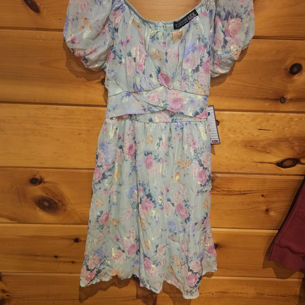 Trixxi Kids Dress in Blue and Pink Floral - Picture 3 of 5
